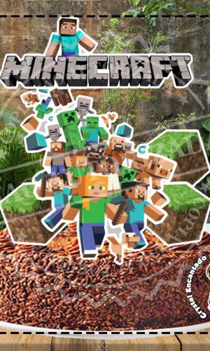 TOPO DE BOLO MINECRAFT - REF 3049 ARQUIVO DIGITAL