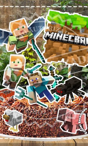 Topo de Bolo Minecraft - Ref 0503 Arquivo Digital