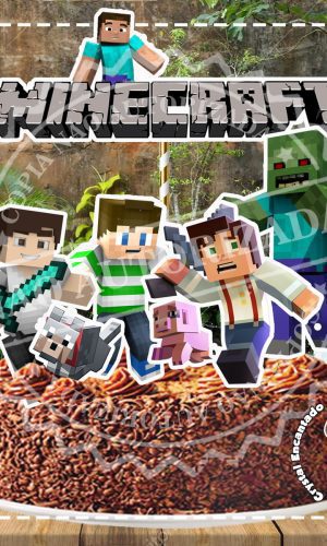 Topo de Bolo Minecraft - Ref 0504 Arquivo Digital