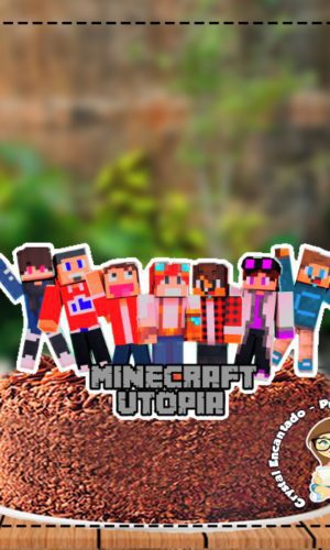 Topo De Bolo Minecraft Utopia - Ref 3935 Arquivo Digital