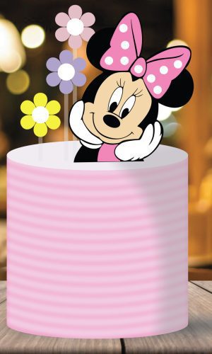 Topo de Bolo Minnie Rosa em Camadas - Arquivo Digital