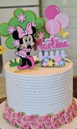 Topo de Bolo Minnie Rosa Camadas Arquivo de Corte