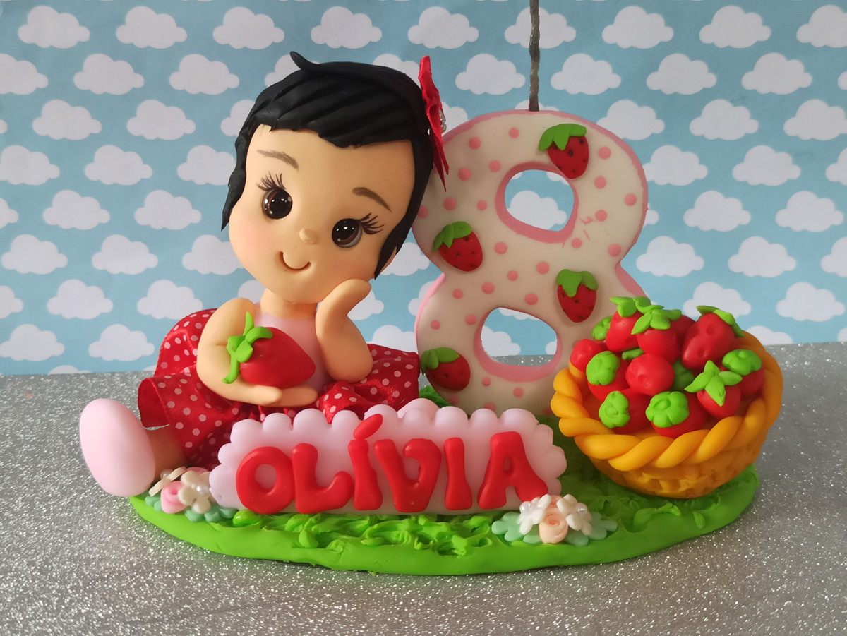 Topo de bolo Moranguinho baby