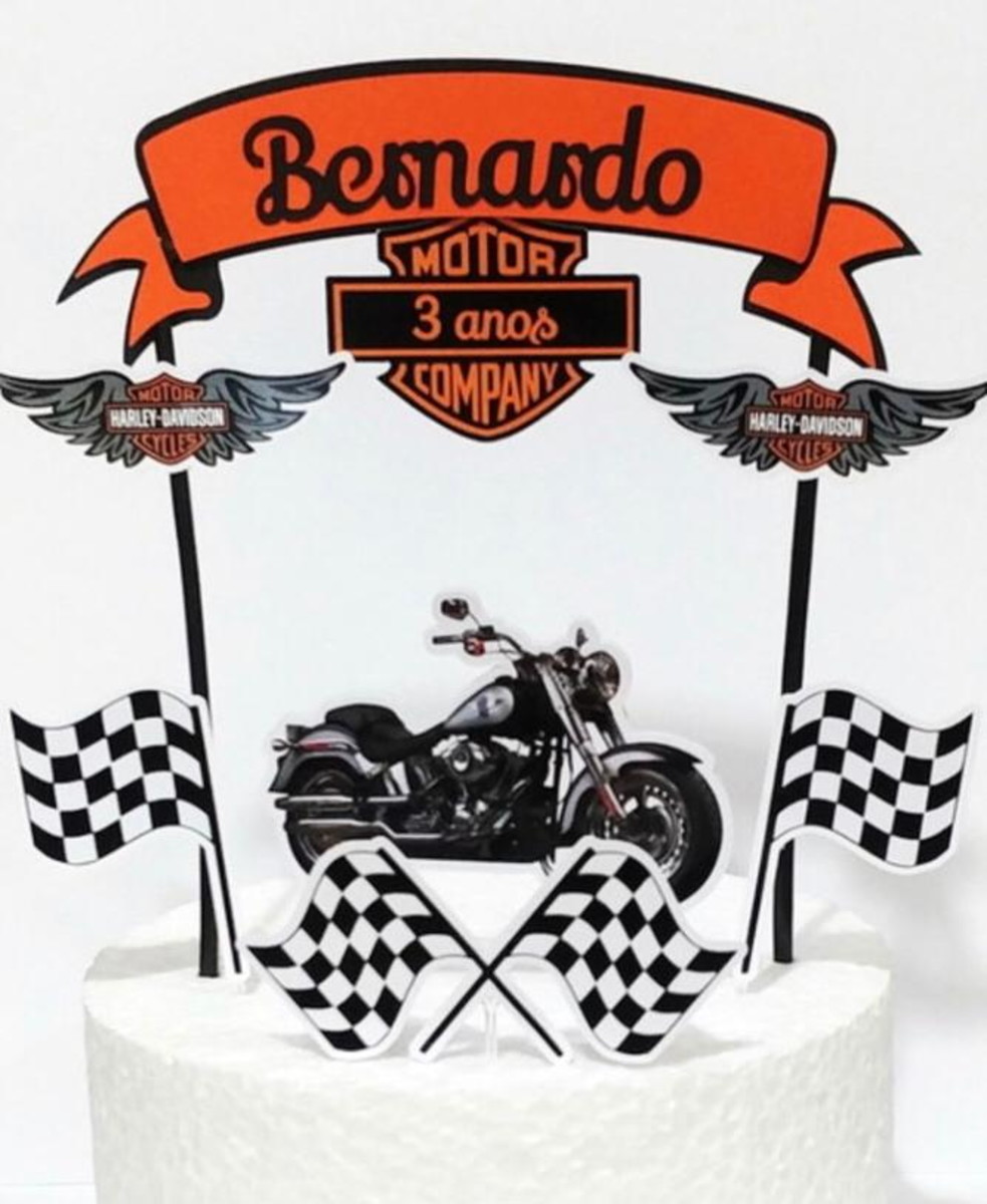 Topo de bolo Moto Harley