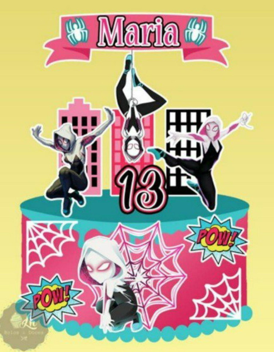 Topo de Bolo Mulher Aranha 2 + 4 Arquivos a Sua Escolha