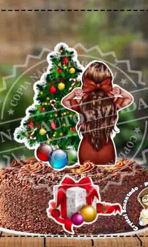TOPO DE BOLO MULHER DE COSTAS NATAL REF 3260 ARQUIVO DIGITAL