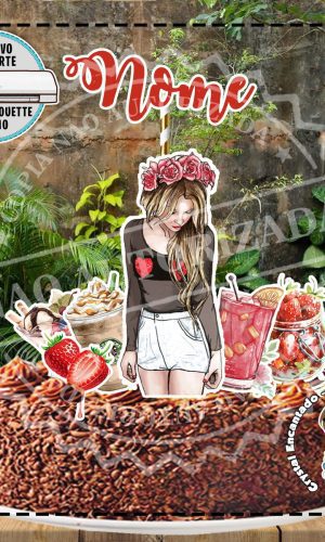 TOPO DE BOLO MULHER MORANGO - ARQUIVO DIGITAL