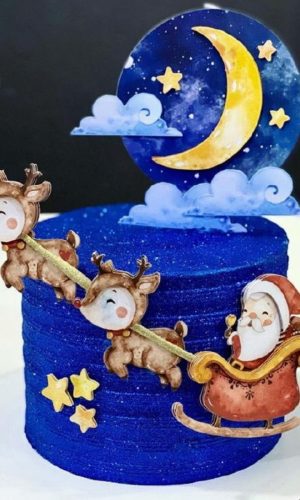 Topo de Bolo Natal Aquarela + 4 Arquivos a Sua Escolha