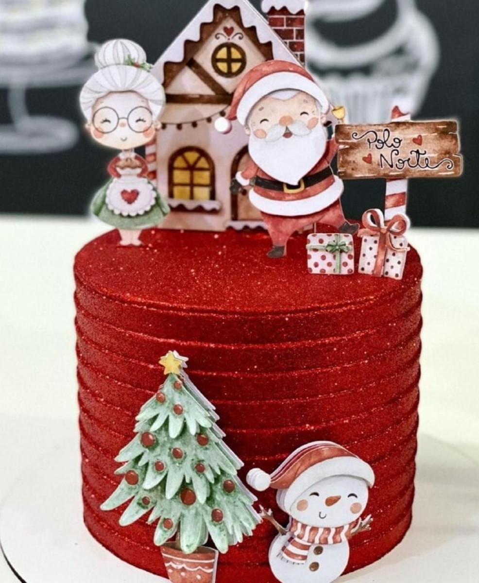 Topo de Bolo Natal Aquarela (arquivo Digital)