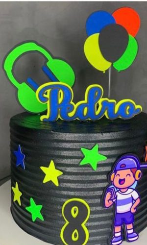 Topo de Bolo Neon Menino - Arquivo de Corte Silhouette