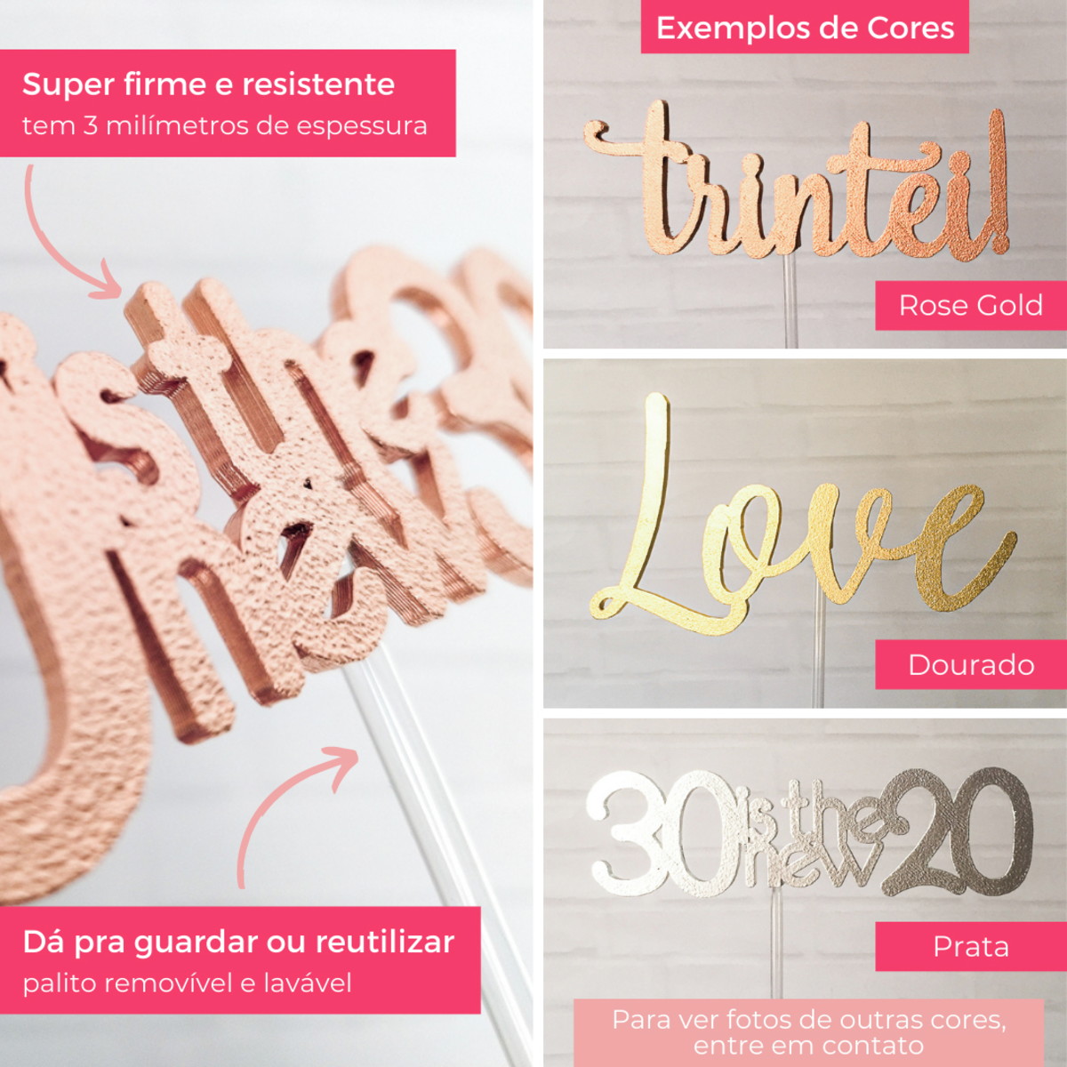 Topo de Bolo Nome Personalizado - Estilo Assinatura - Imagem 4