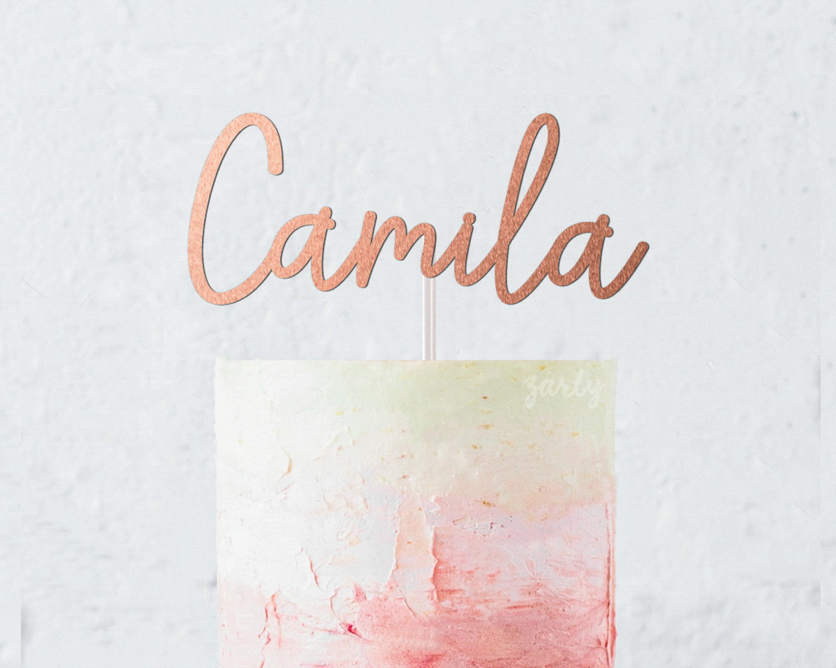 Topo de Bolo Nome Personalizado - Estilo Assinatura
