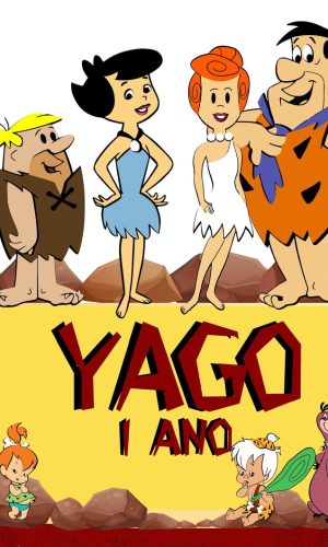 Topo de Bolo Os Flintstones em Camadas - Arquivo de Corte