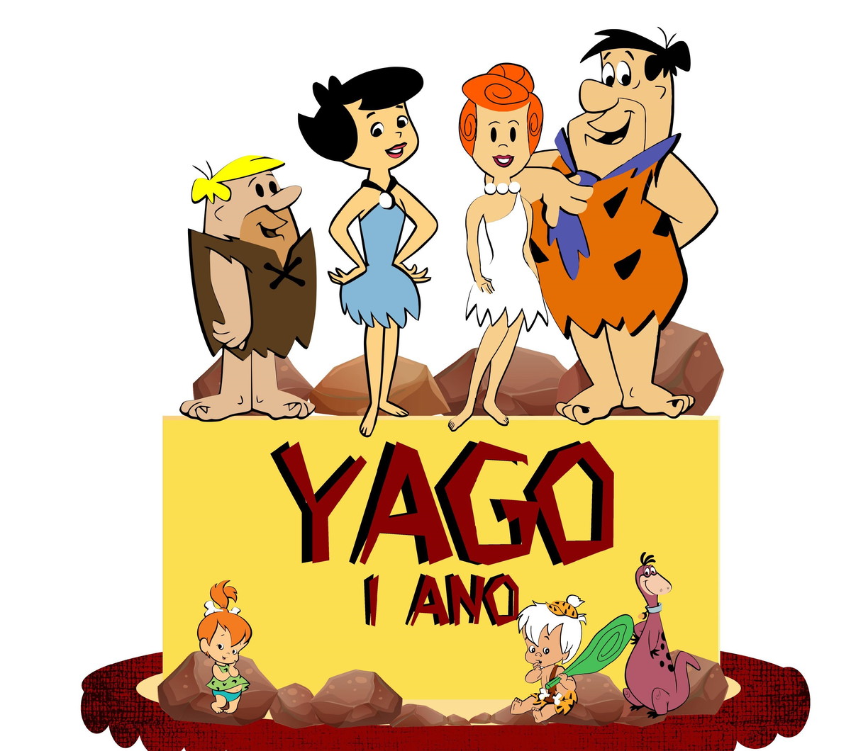 Topo de Bolo Os Flintstones em Camadas - Arquivo de Corte