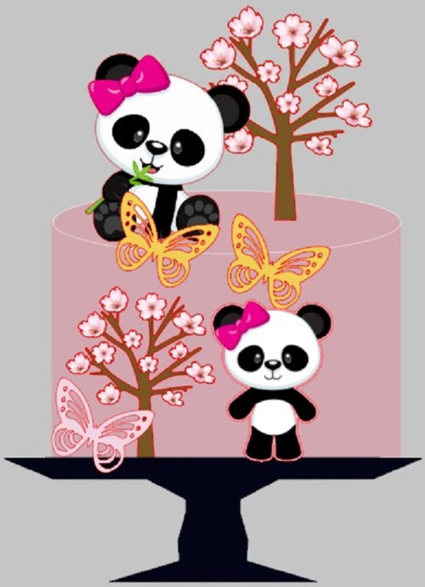 Topo de bolo Panda #46 - Arquivo Digital