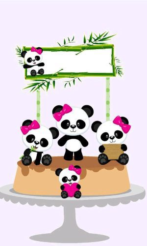 Topo de Bolo Panda + 4 Arquivos a Sua Escolha
