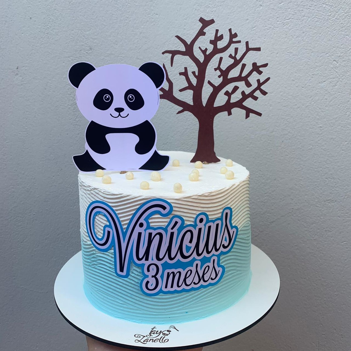 Topo de bolo Panda menino - Arquivo de corte