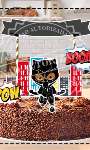 TOPO DE BOLO PANTERA NEGRA CUTE - ARQUIVO DIGITAL