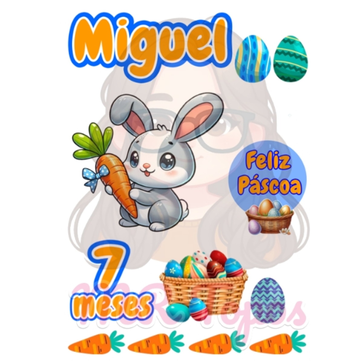 Topo de Bolo Páscoa Menino - Arquivo Digital Pdf/jpg