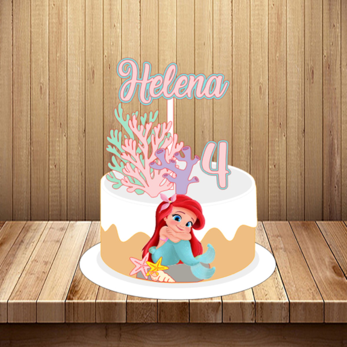 Topo de Bolo Pequena Sereia Cute - Arquivo Digital