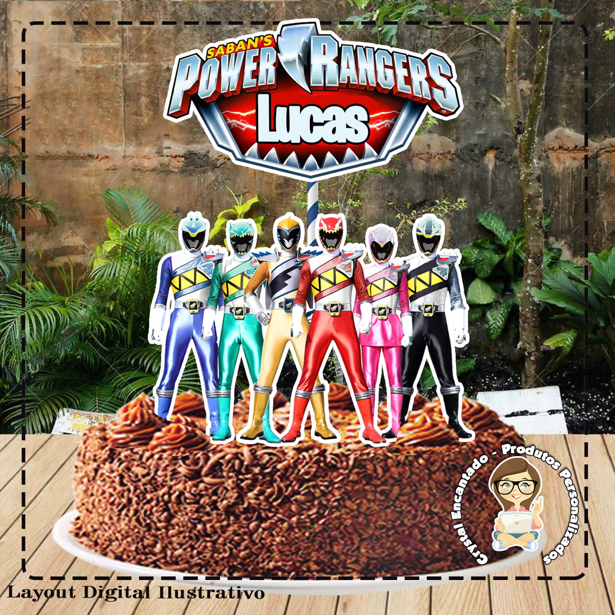 Topo de Bolo Power Rangers Dino Charge -4764 Arquivo Digital
