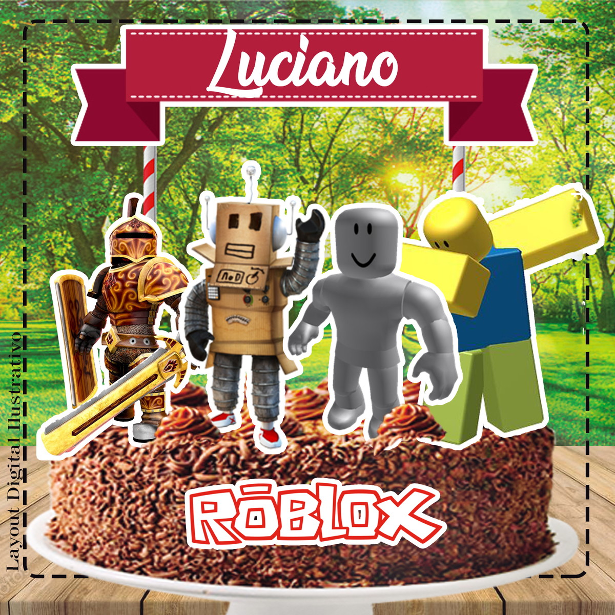 Topo de Bolo Roblox - Ref 1885 Arquivo Digital