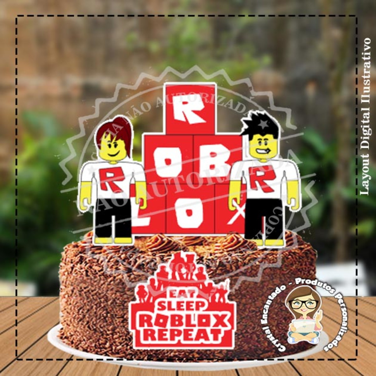 Topo de Bolo Roblox - Ref 3157 Arquivo Digital