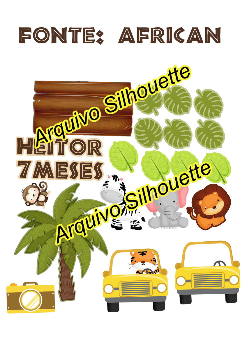 Combo + Arquivo De Corte - Topo De Bolo Safari - Imagem 5