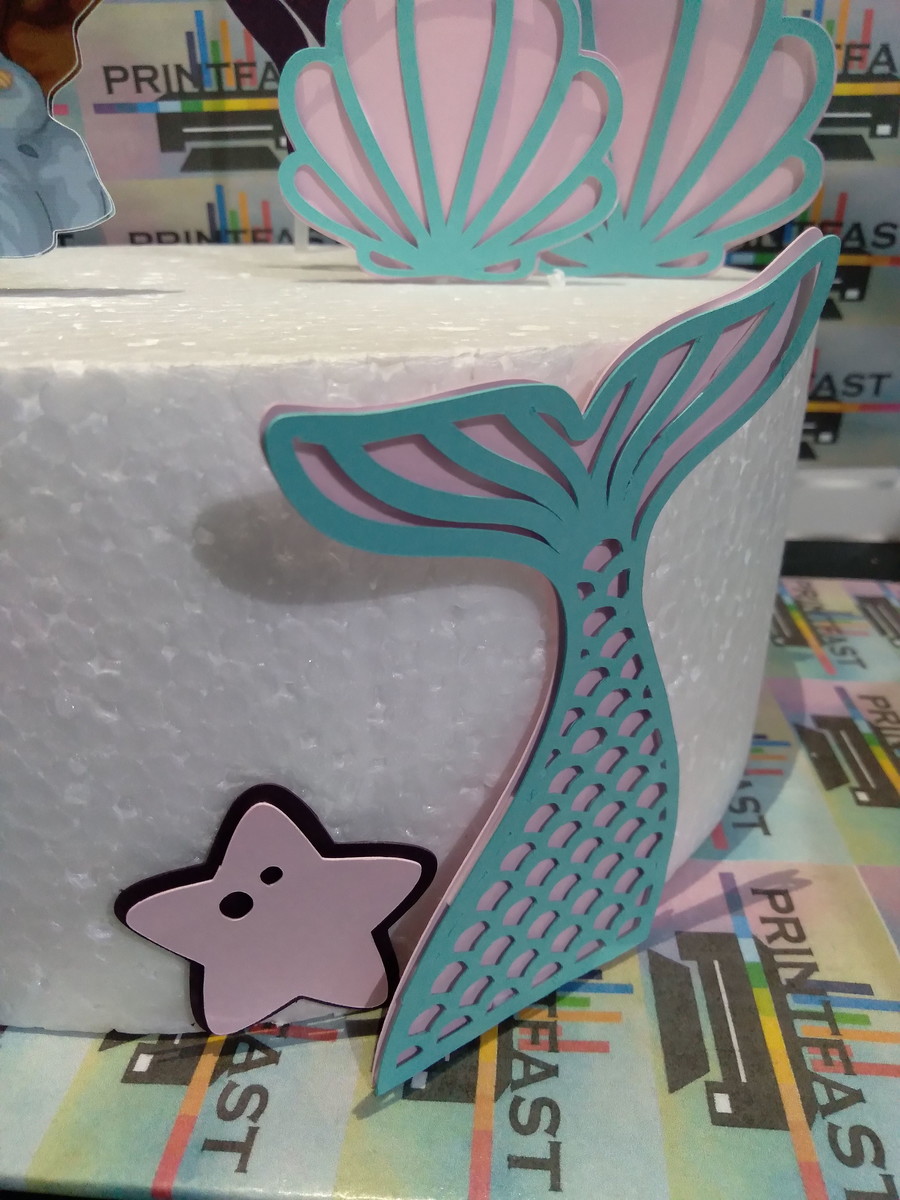 Topo de bolo Sereia Cute 3D #88 - Arquivo Digital - Imagem 3