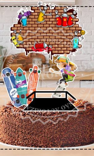 TOPO DE BOLO SKATE MENINA - ARQUIVO DIGITAL
