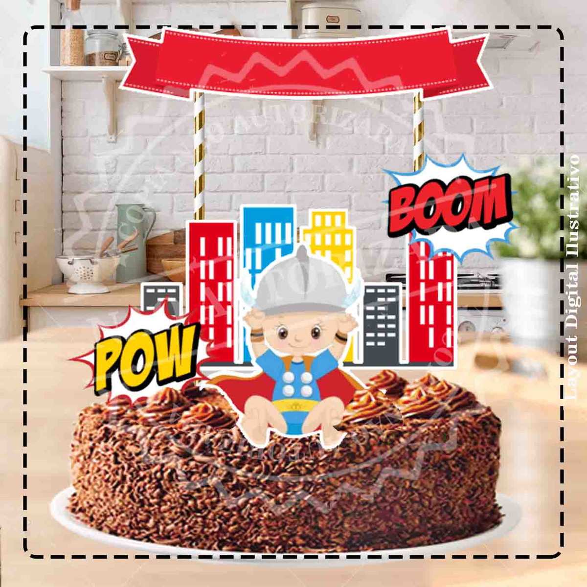 TOPO DE BOLO SUPER HEROIS THOR BABY - ARQUIVO DIGITAL