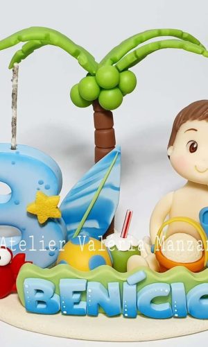 TOPO DE BOLO TEMA PRAIA