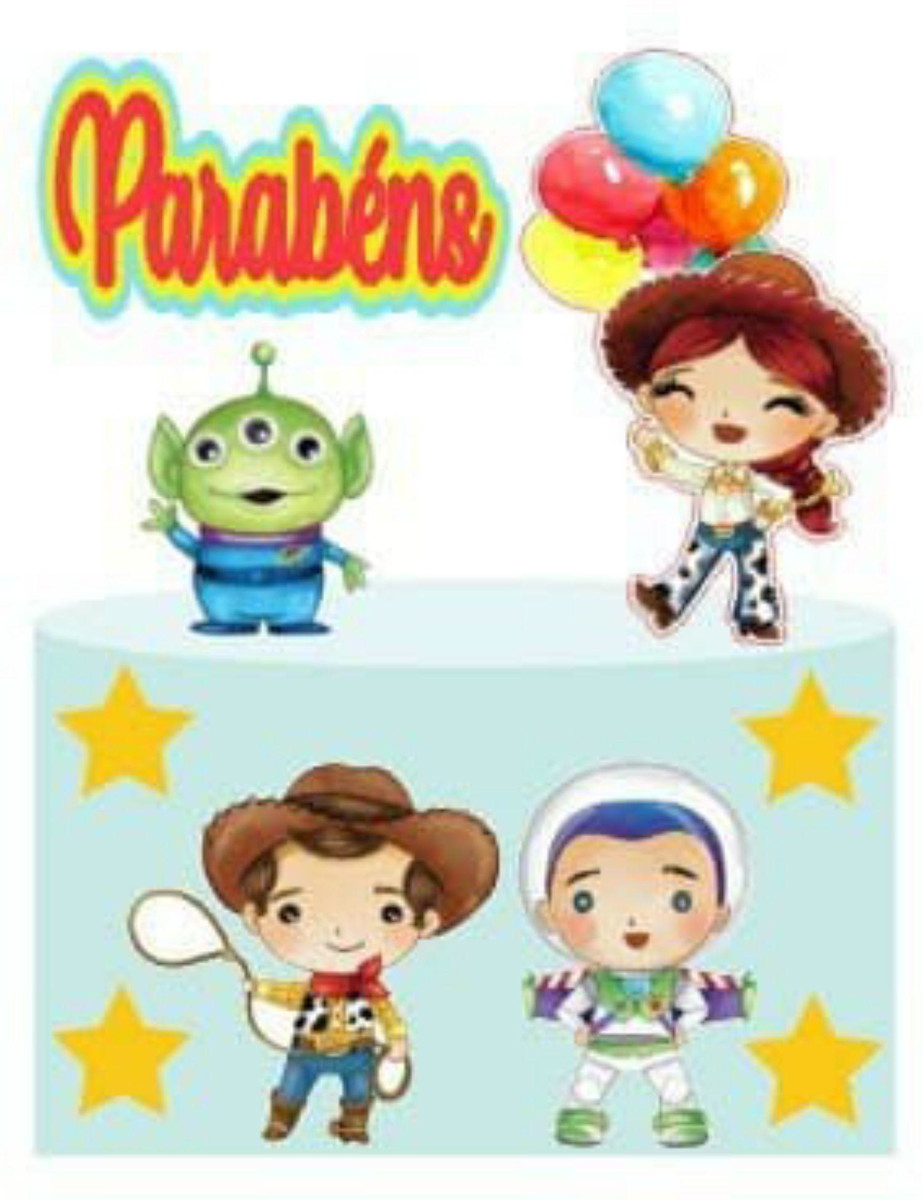 Topo de Bolo Toy Story Aquarela + 4 Arquivos a Sua Escolha