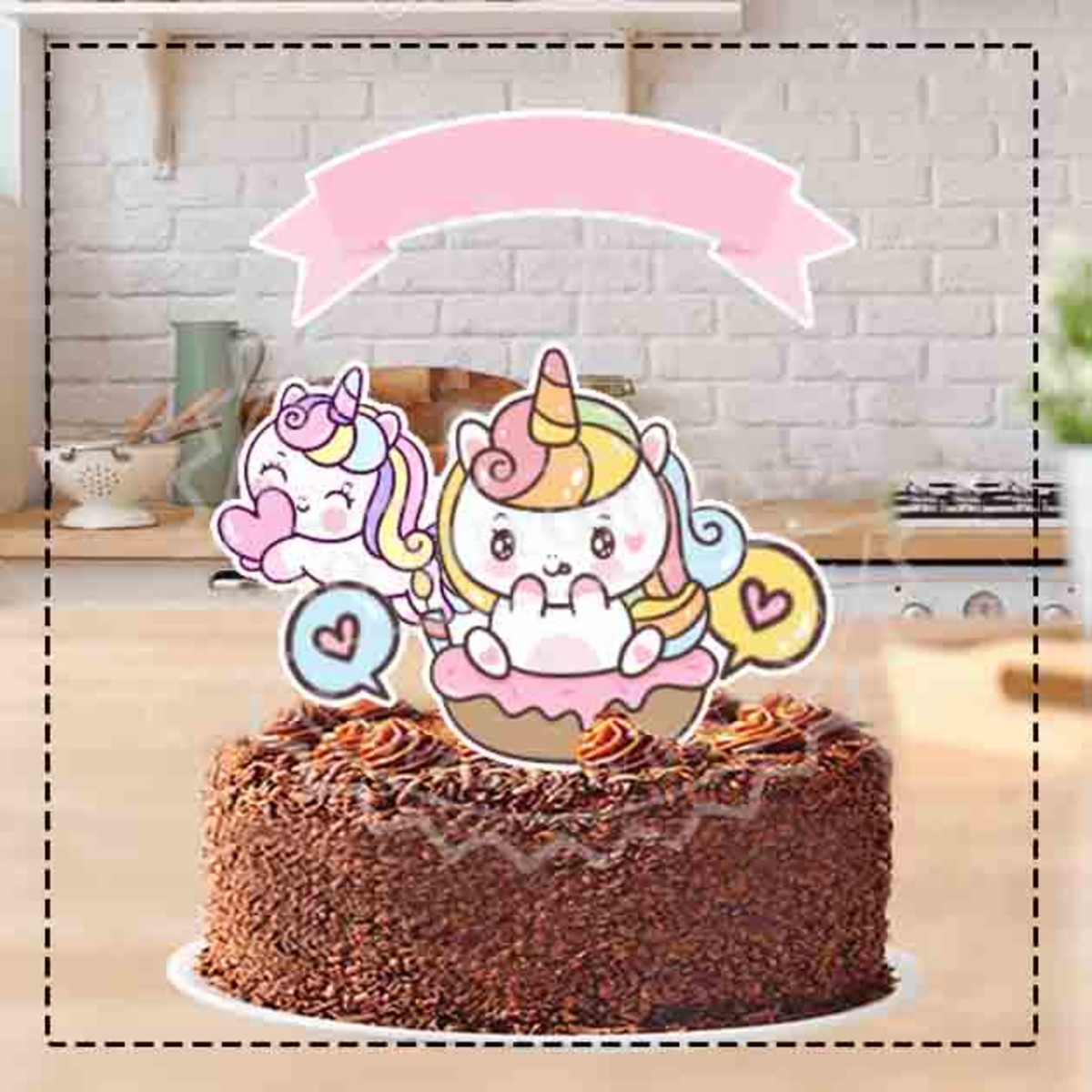 TOPO DE BOLO UNICORNIO CUTE 01 - ARQUIVO DIGITAL