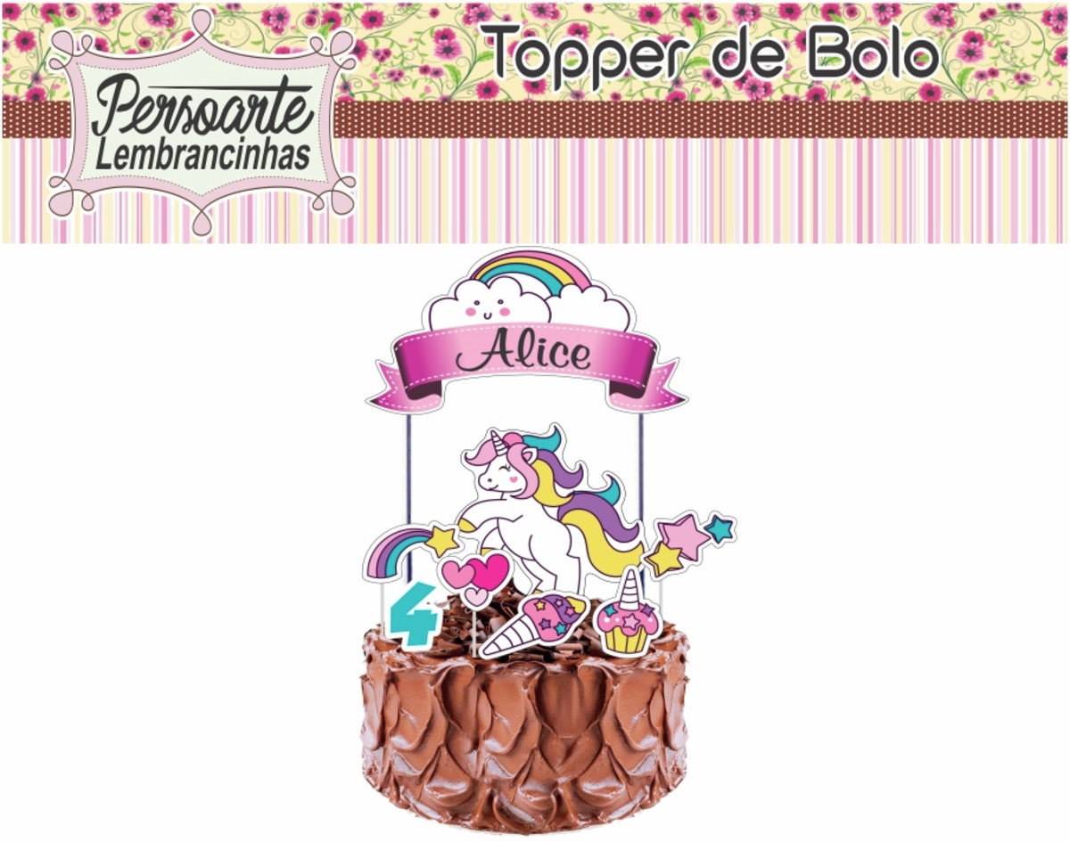 Topo de Bolo Unicórnio