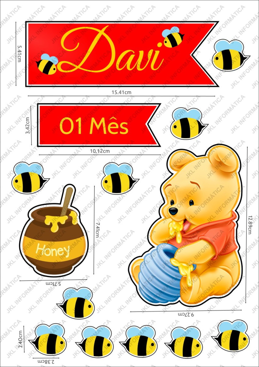 Topo de Bolo Ursinho Pooh