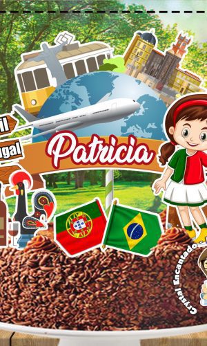 Topo de Bolo Viagem Brasil Portugal - Ref 2092 Arquivo Digit