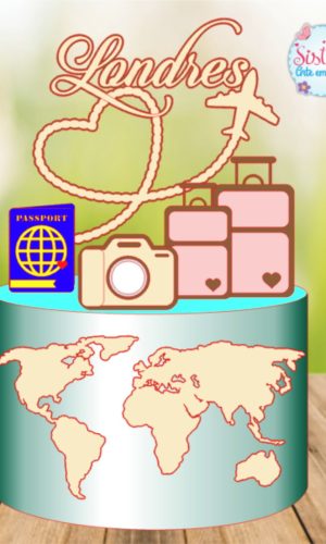 Topo de Bolo Viagem Camadas - Arquivo de Corte