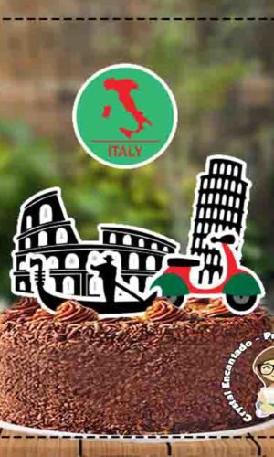 Topo de Bolo Viagem Italia - Ref 1616 Arquivo Digital
