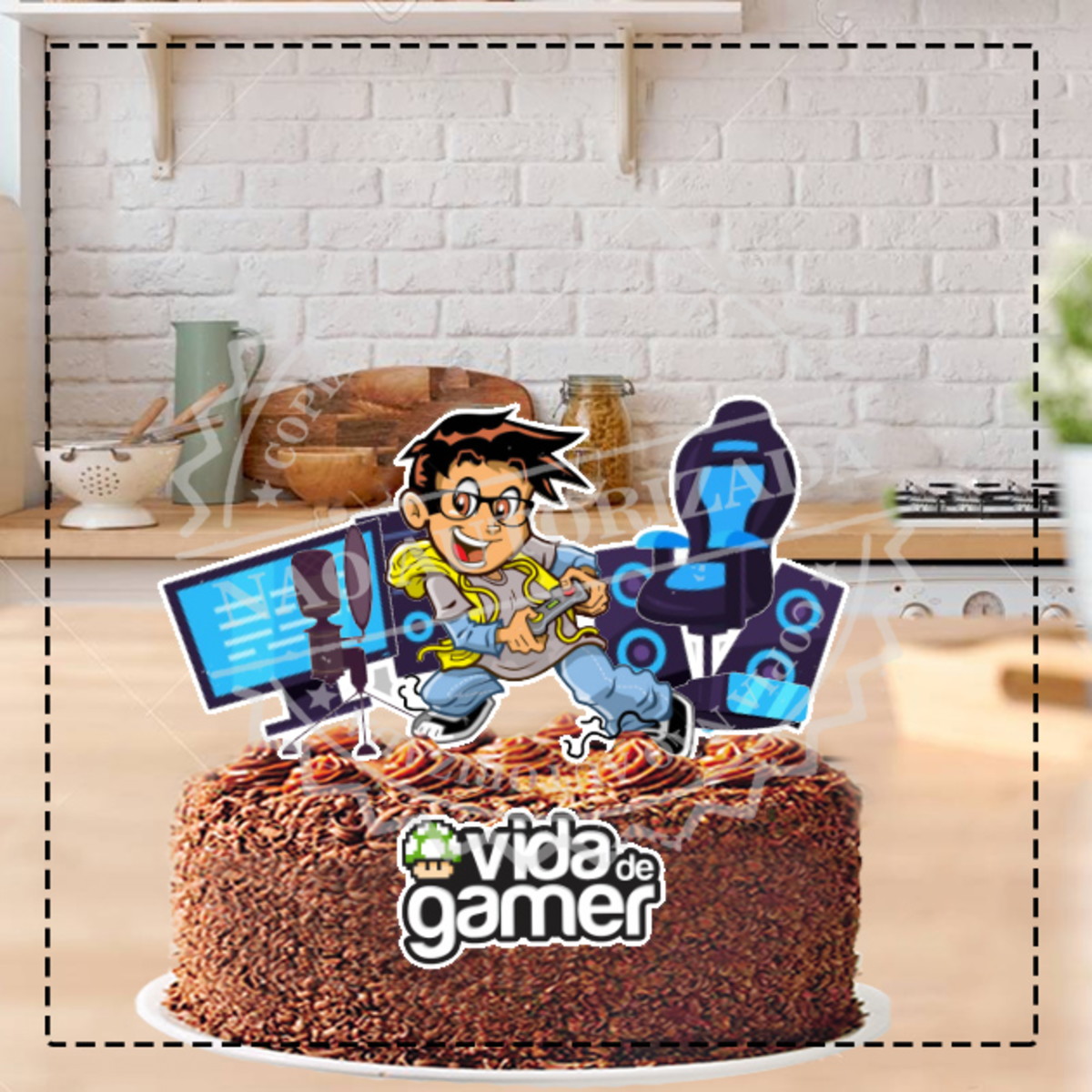 TOPO DE BOLO VIDA DE GAMER - ARQUIVO DIGITAL