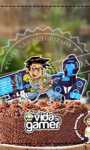 Topo de Bolo Vida de Gamer - Ref 3171 Arquivo Digital