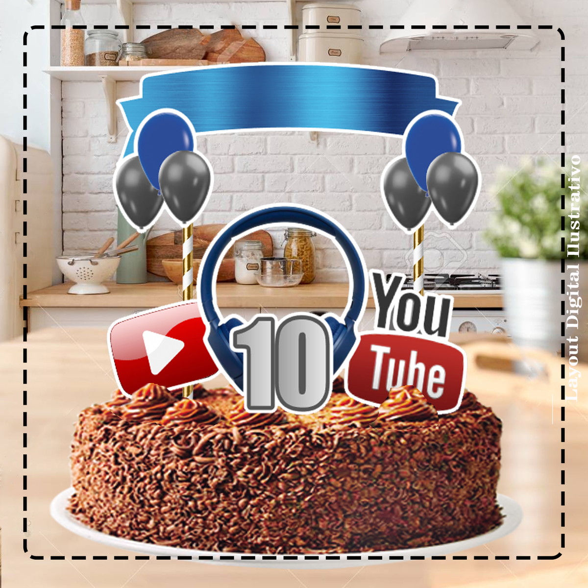 TOPO DE BOLO YOUTUBER MENINO- ARQUIVO DIGITAL