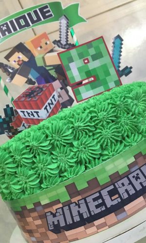 Topo de Topo de Bolo Minecraft (Arquivo Digital)