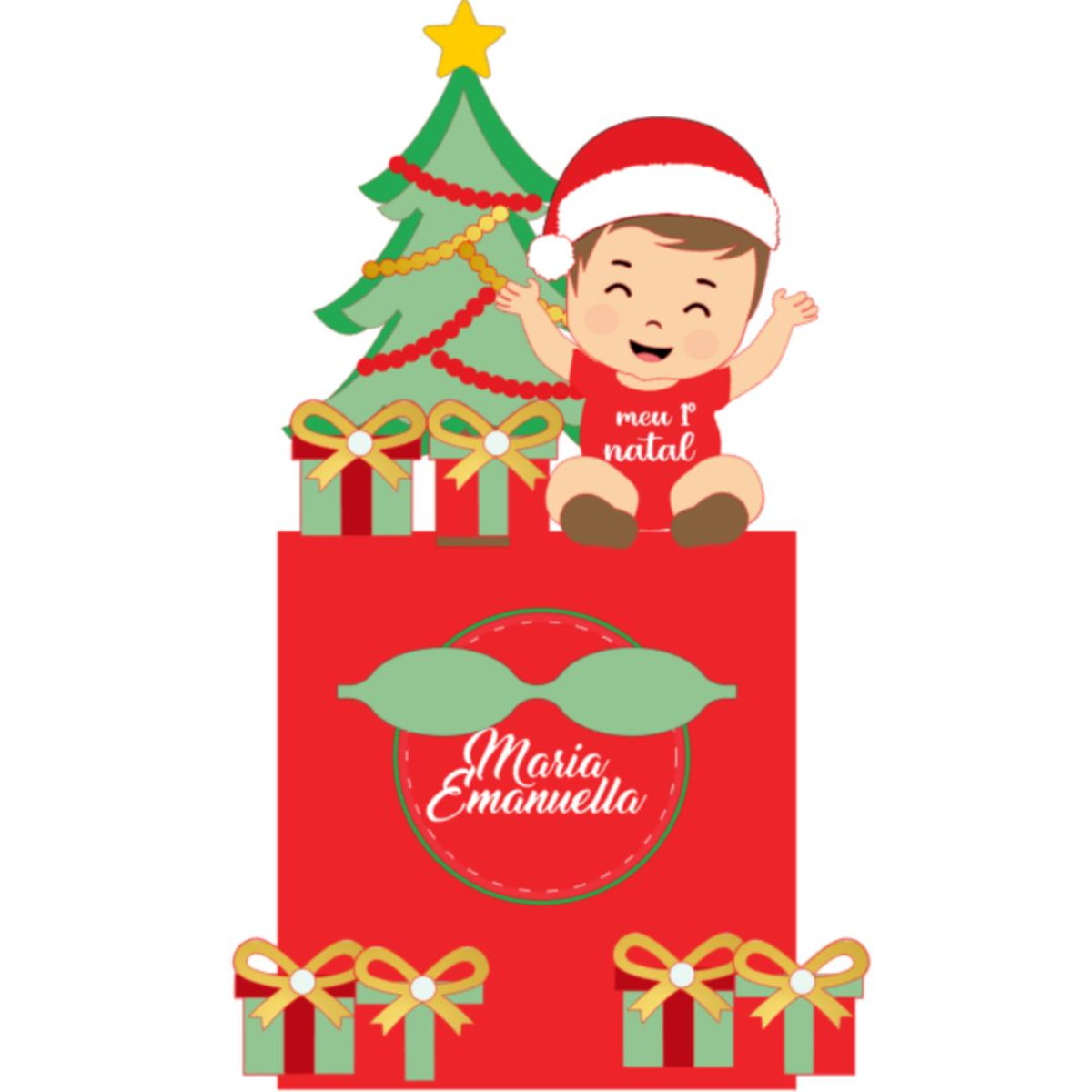 Topo Meu Primeiro Natal, Menino em Camadas (arquivo de Corte