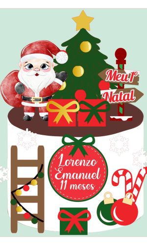 Topo Natal Papai Noel Aquarela
