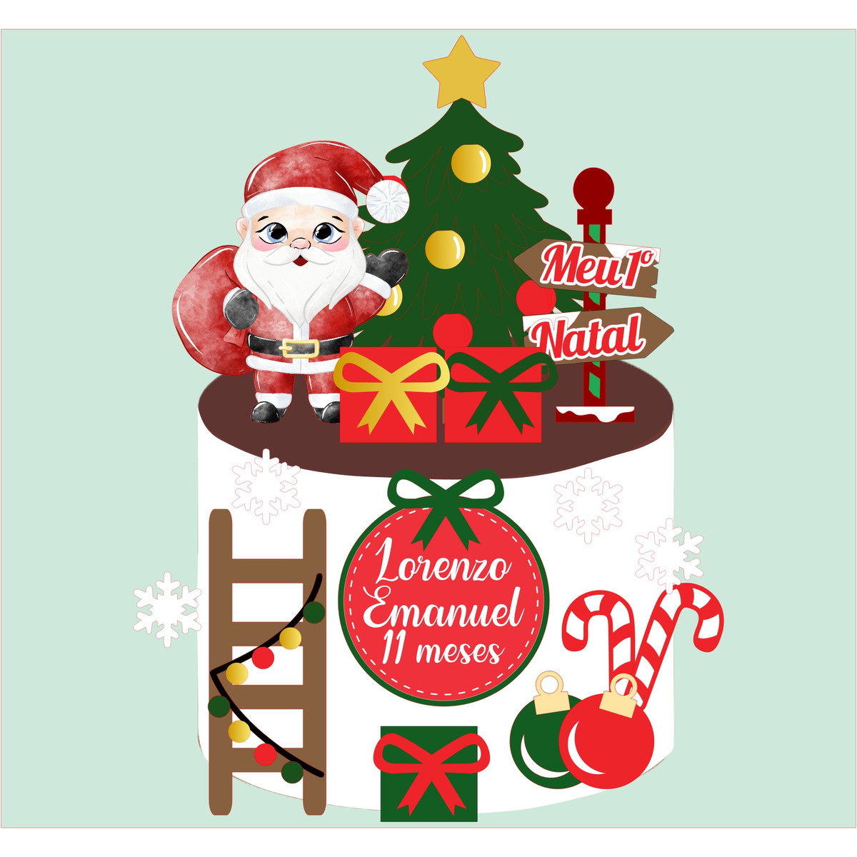 Topo Natal Papai Noel Aquarela