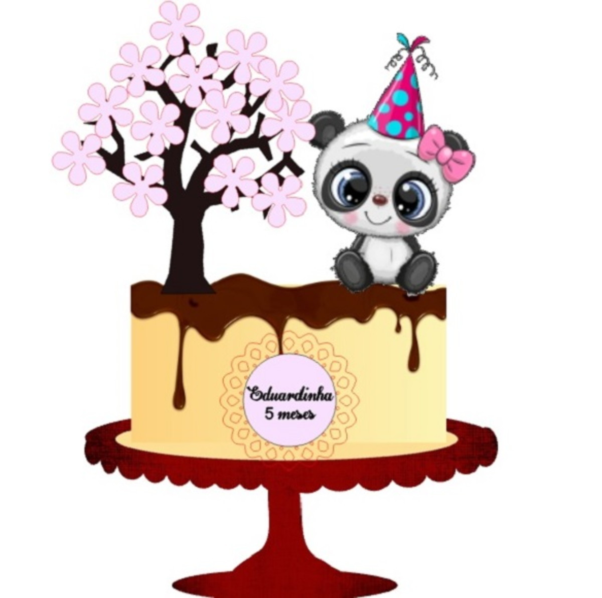 Topo Para Mesversário Menina Panda Cute - Arquivo Digital