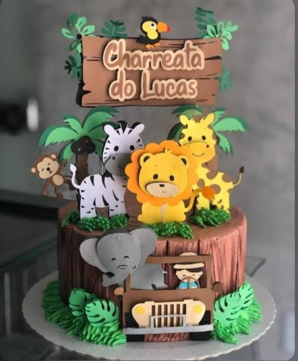 Topo Safari Baby Menino em Camada + 4 Arquivos a Sua Escolha
