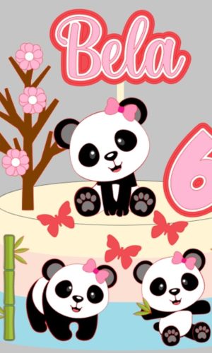 Topo Ursinho Panda - Arquivo De Corte Silhouette (cód. T196)