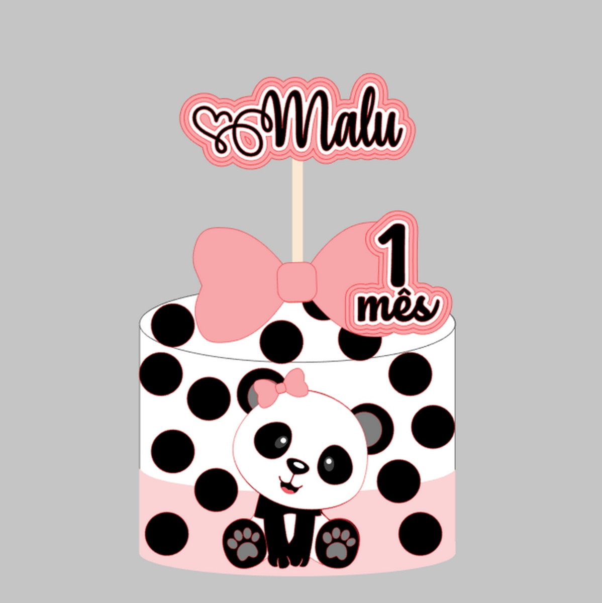 Topo Ursinho Panda - Arquivo de Corte Silhouette (cód. T325)